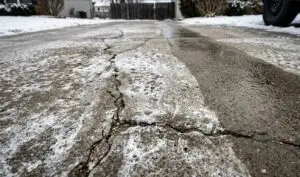 Commercial walkway showing salt damage prevention through Long Island pressure washing