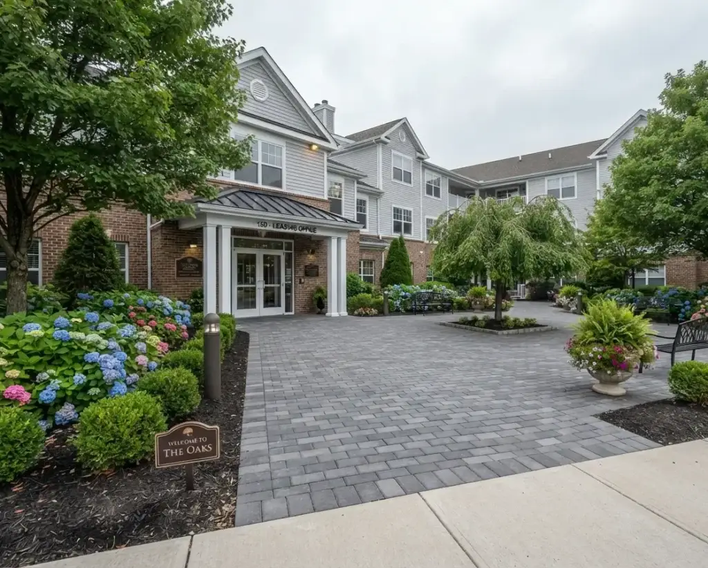 Clean sealed paver entrance at a Long Island HOA courtyard with an even surface and rich color